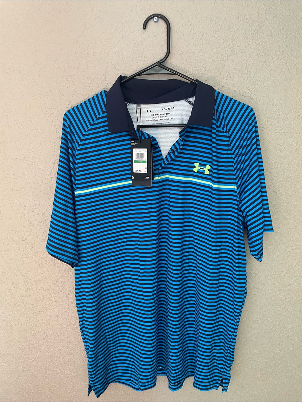 LG Men's Under Armour Blue Striped Polo